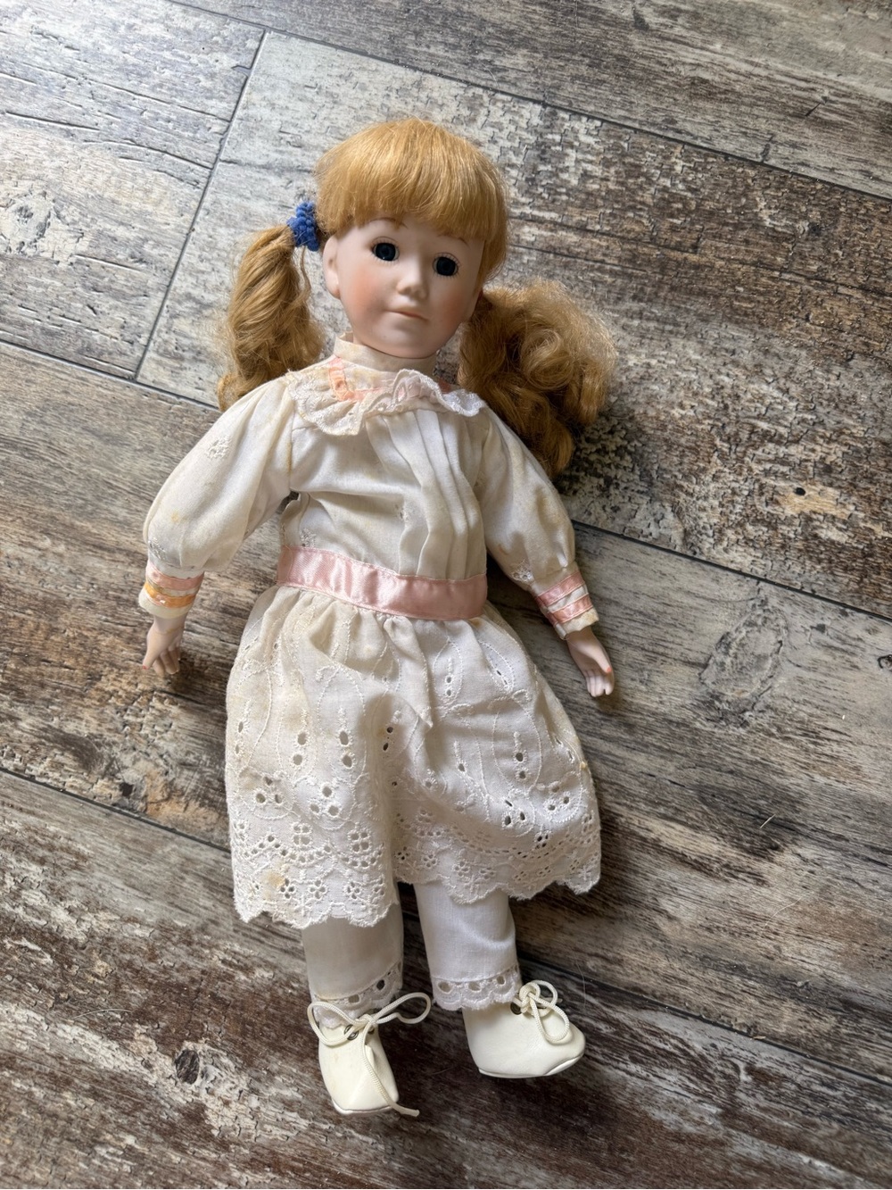 2 for $20 sale: Large 16 inch porcelain doll with pigtails. (Read)